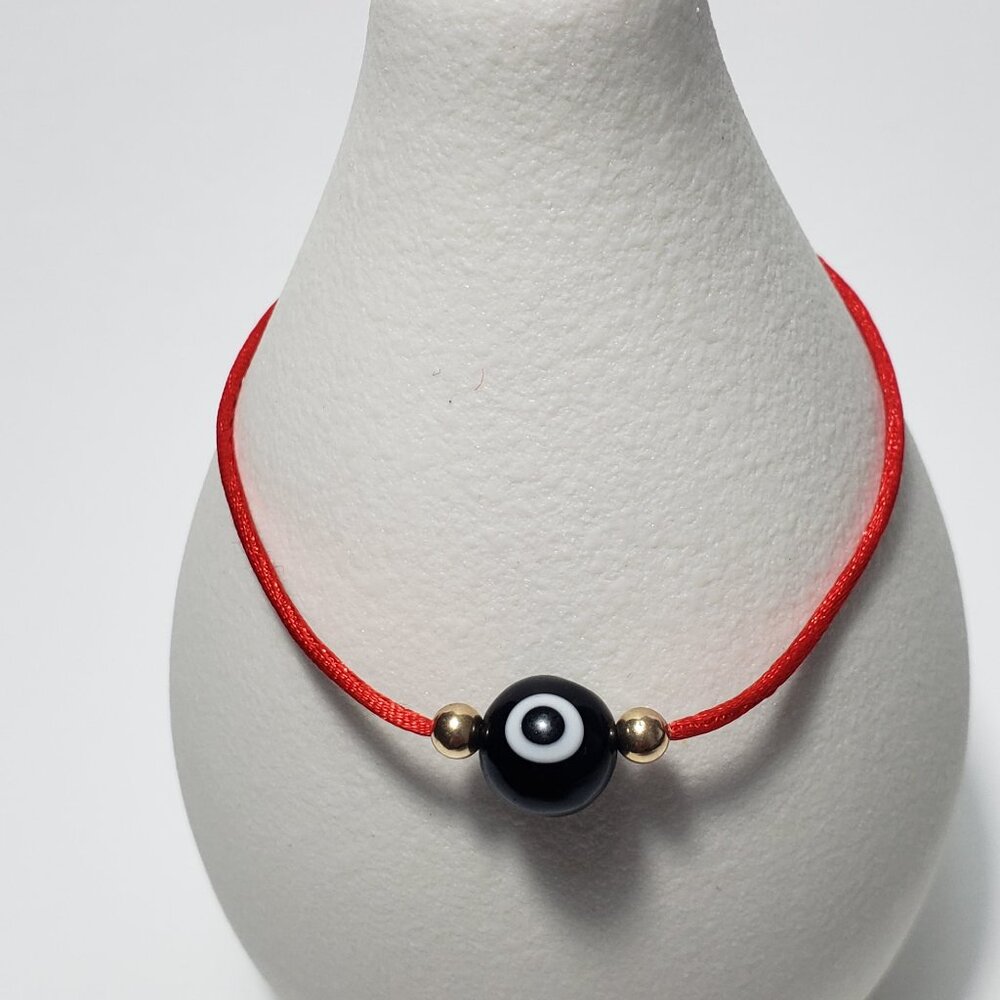 COPY - 14K Solid GOLD Beads Evil Eye Red String Kabbalah Bracelet Protection Go…